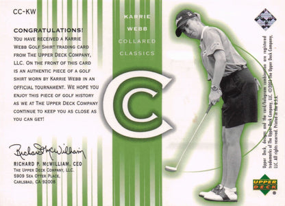 Karrie Webb Collared Classics 2003 Golf Shirt Relic Upper Deck Trade Card