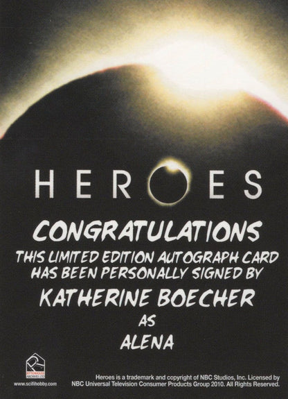 Katherine Boecher Heroes TV Show Hand Signed Autograph Photo Card