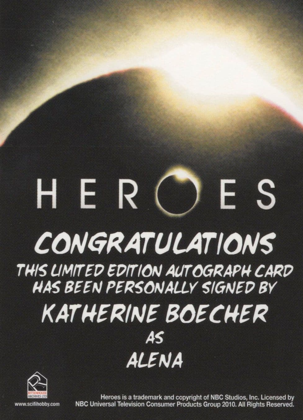 Katherine Boecher Heroes TV Show Hand Signed Autograph Photo Card