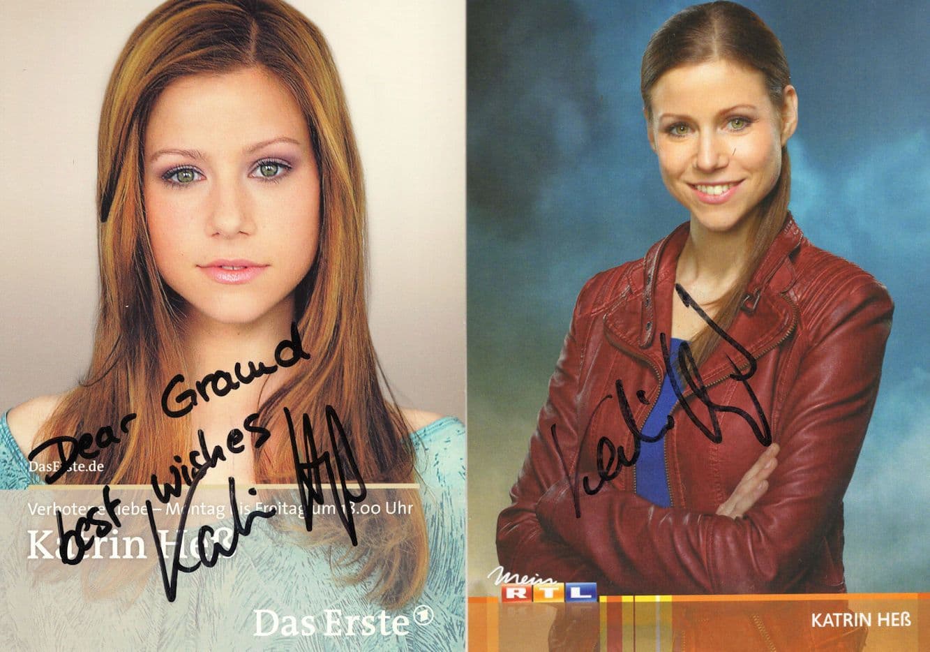 Katrin Hess HeÔøΩ German Actress Playboy Forbidden Love 2x Hand Signed Photo s