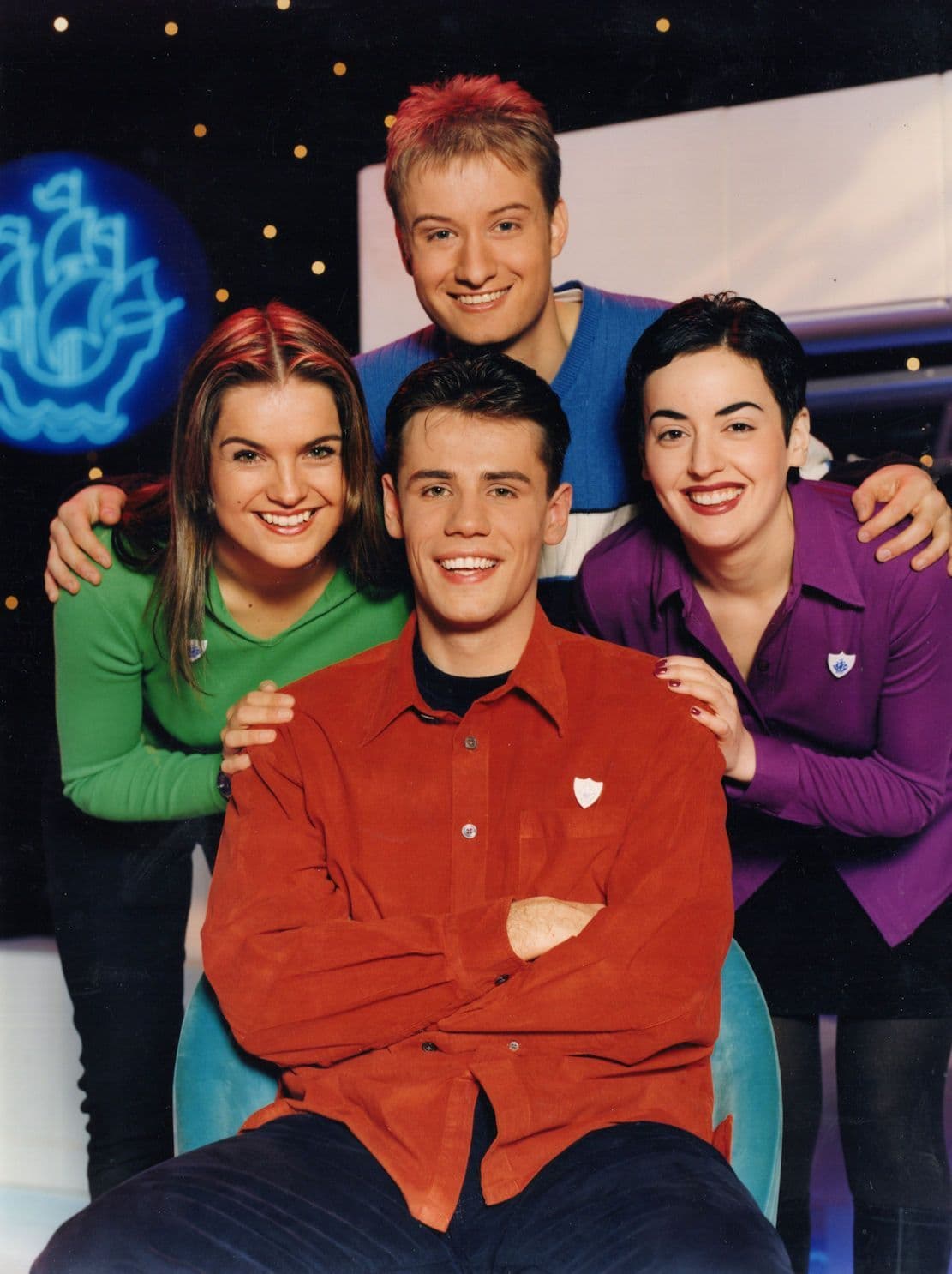 Katy Hill Romana D'Annunzio Stuart Miles Richard Bacon Blue Peter BBC TV 1997 Press Photo