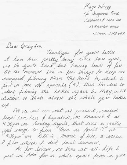 Kay Wragg Essie Holby City Hand Signed Photo & AMAZING Letter