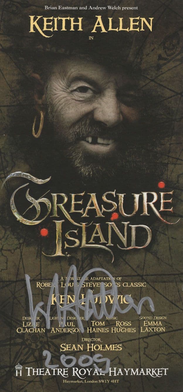 Keith Allen Treasure Island Robin Hood Hand Signed Theatre Flyer