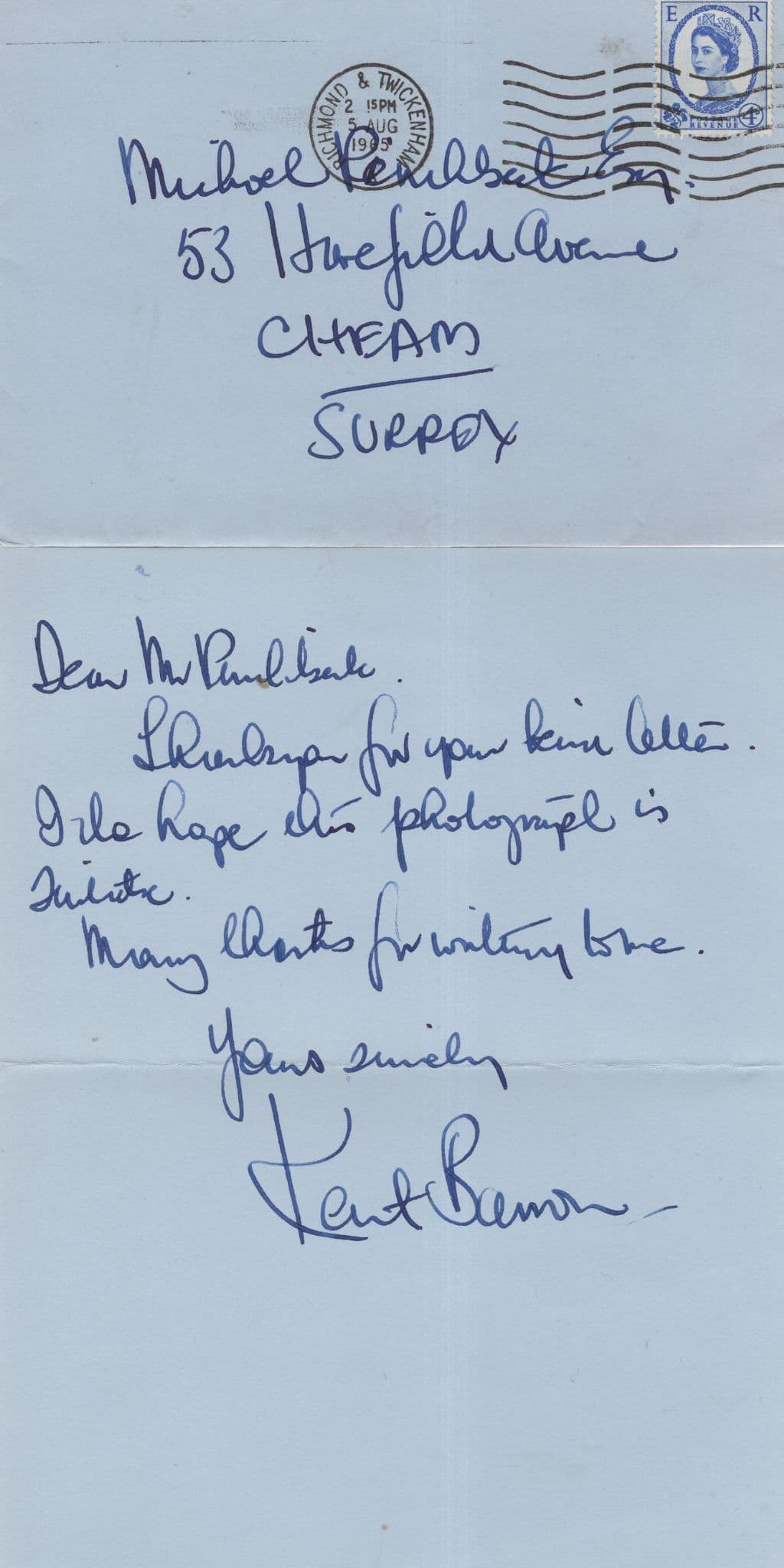 Keith Barron of Upstairs Downstairs 1965 Hand Signed Letter + More
