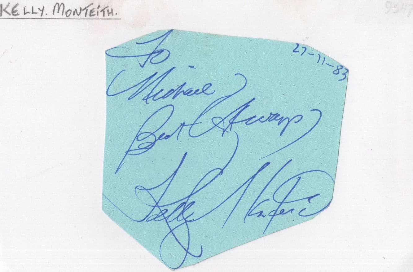 Kelly Monteith American Comedian Hand Signed 1983 Autograph