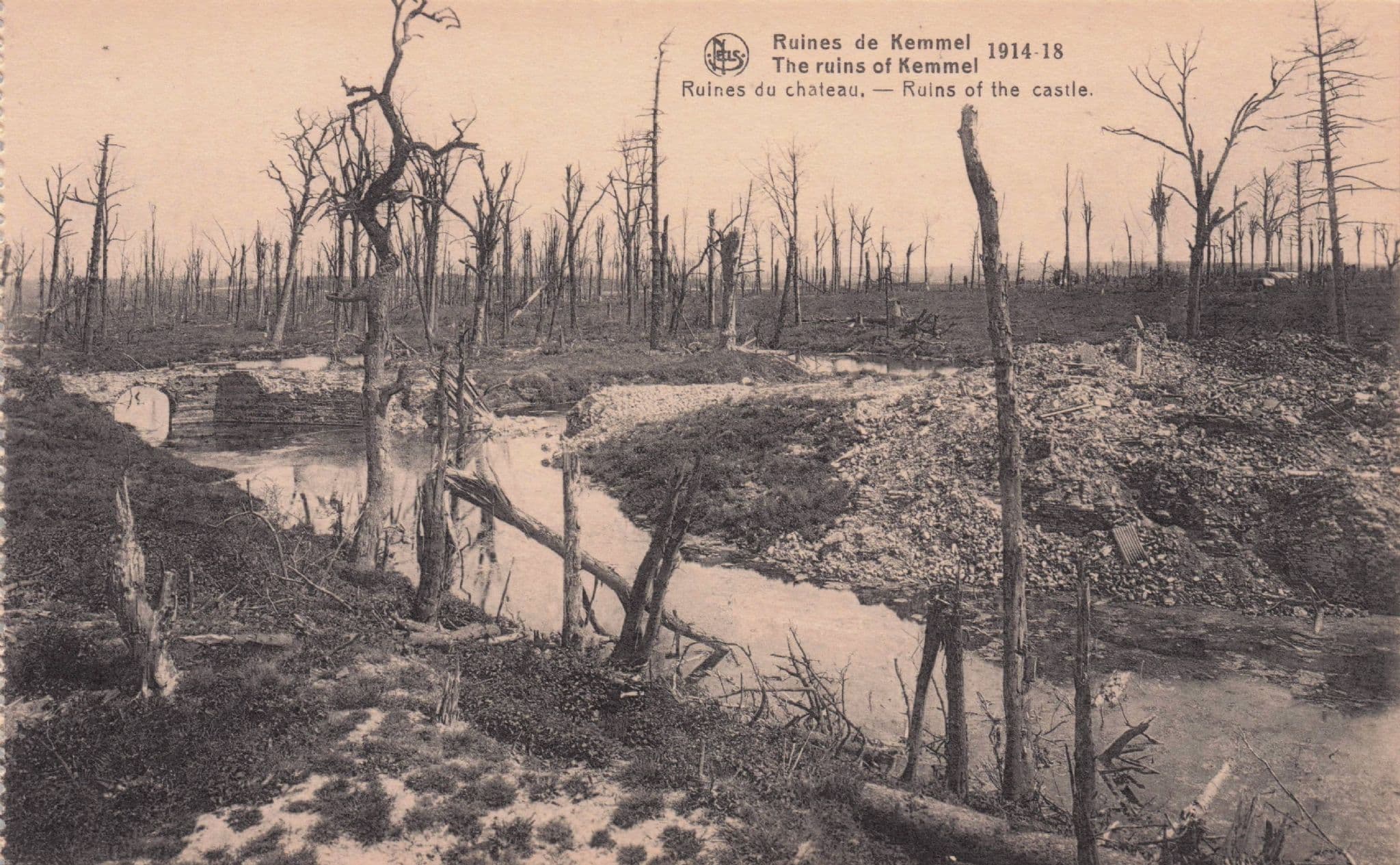 Kemmel Ruins Castle WW1 War Bomb Damage Belgium Old Postcard