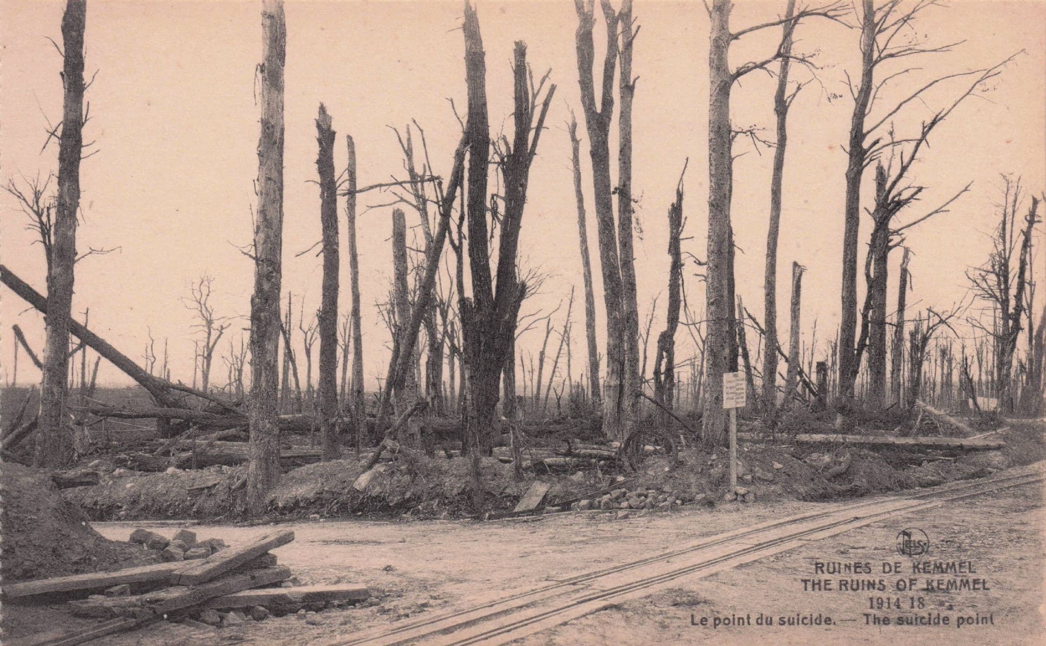 Kemmel Suicide Point WW1 Bomb Damage Belgium Old Postcard