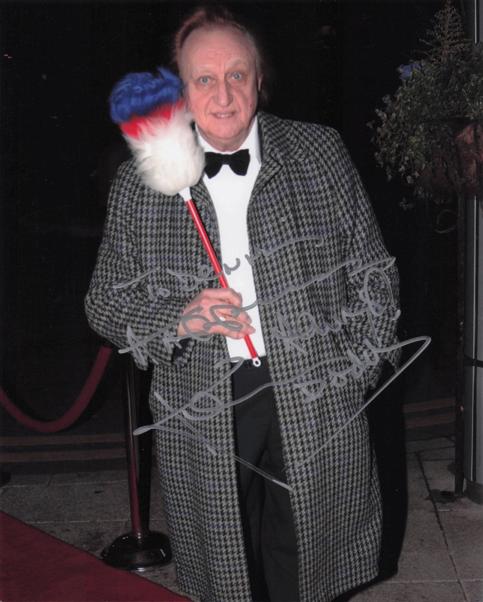 Ken Dodd with Tickle Stick 2003 Scouseology Awards 10x8 Hand Signed Photo