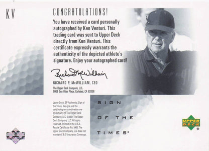 Ken Venturi Sign Of The Times Hand Signed 2001 SP Golf Autograph Card