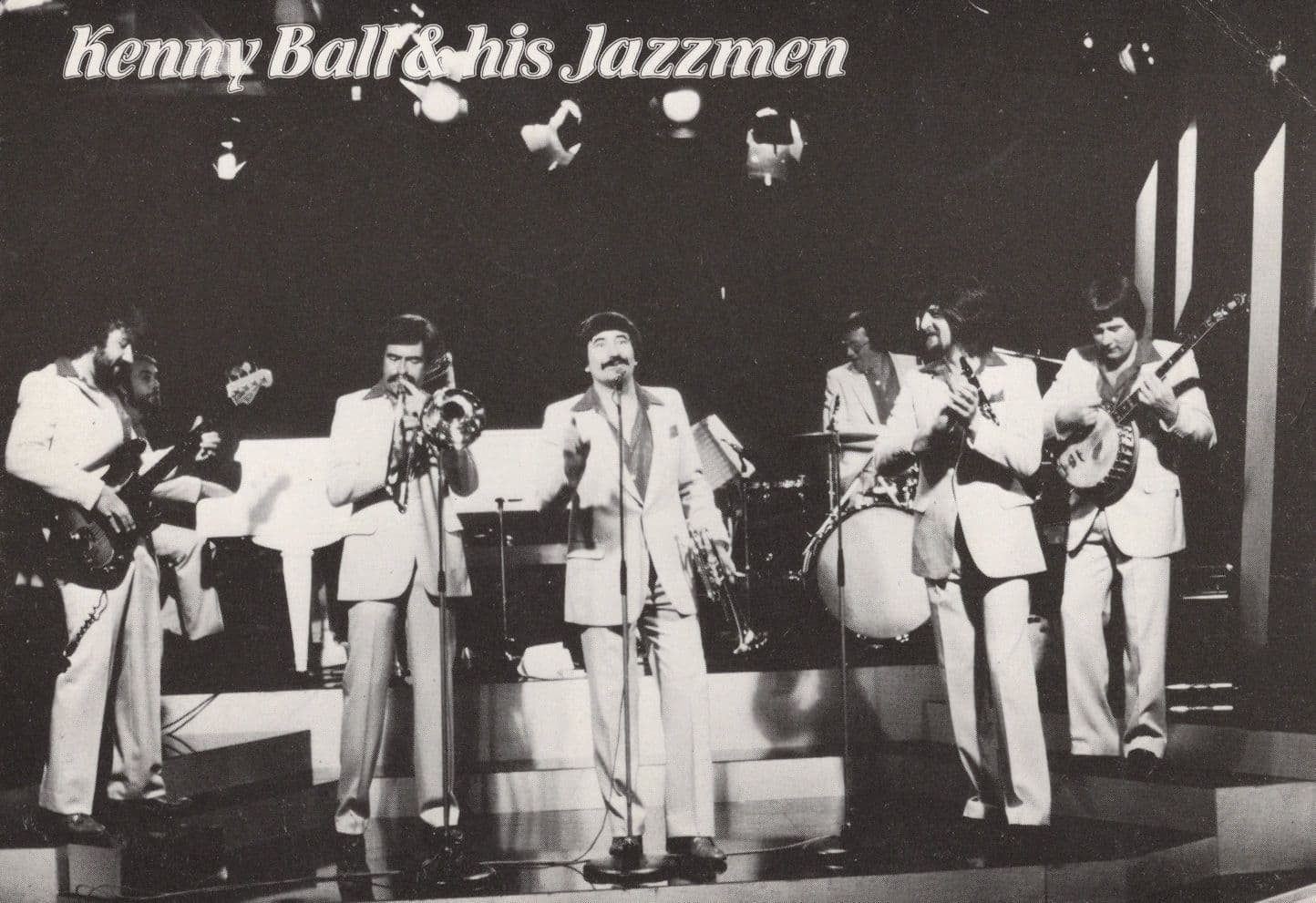 Kenny Ball & His Jazzband EIGHT Hand Signed Autograph Postcard
