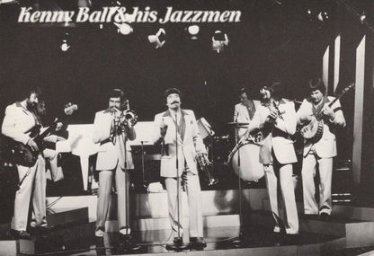 Kenny Ball & His Jazzband EIGHT Hand Signed Autograph Postcard