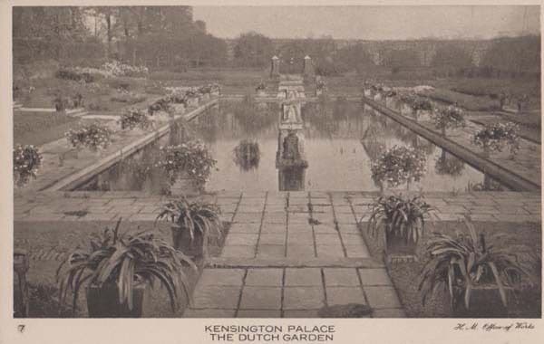 Kensington Palace London The Dutch Garden Gardens Antique Postcard