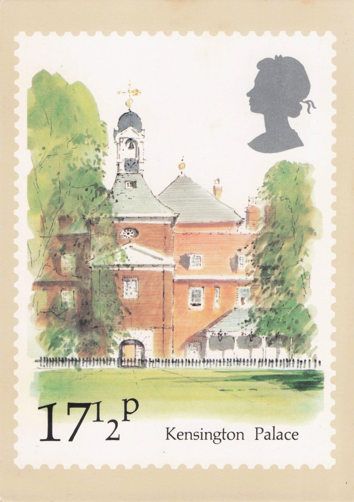 Kensington Palace Painting London Royal Mail Stamp Postcard