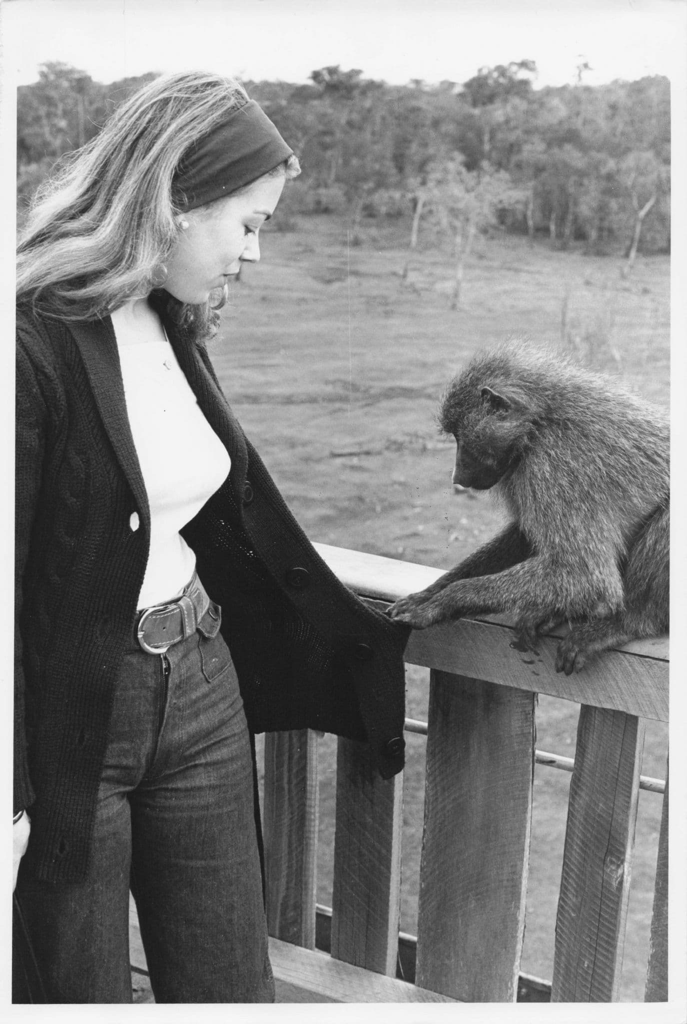 Kenya Baby Baboon Playing With Woman Vintage Africa Press Photo