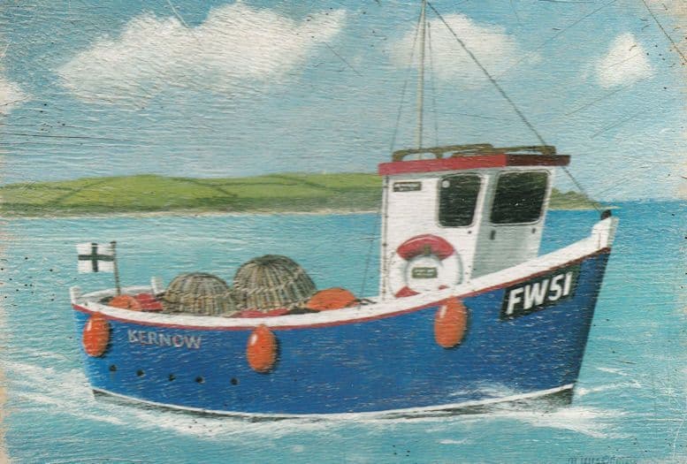Kernow Kent Fishing Boat Painting Postcard