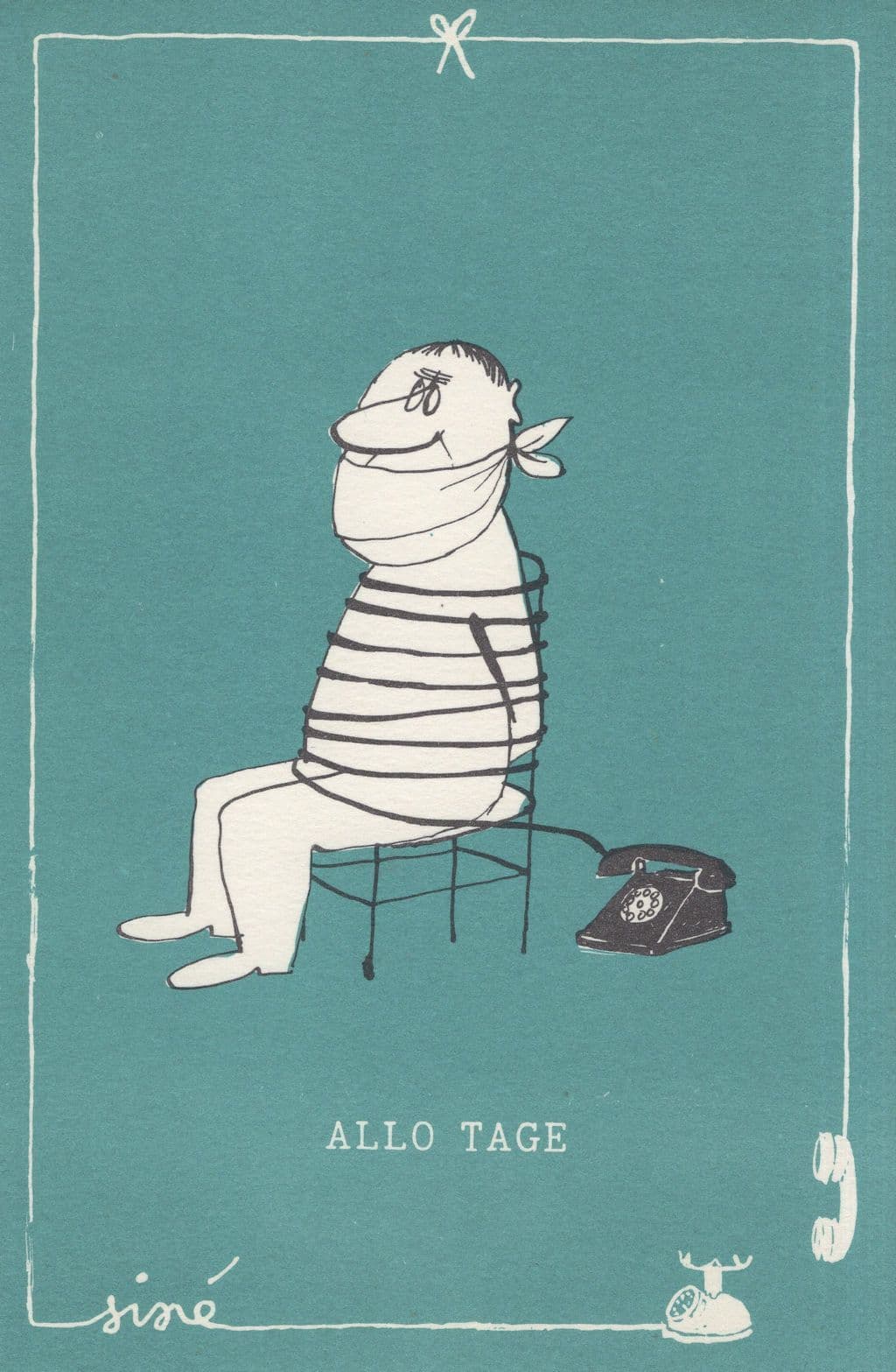 Kidnapped Hostage Tied Up Telephone French Comic Phone Postcard