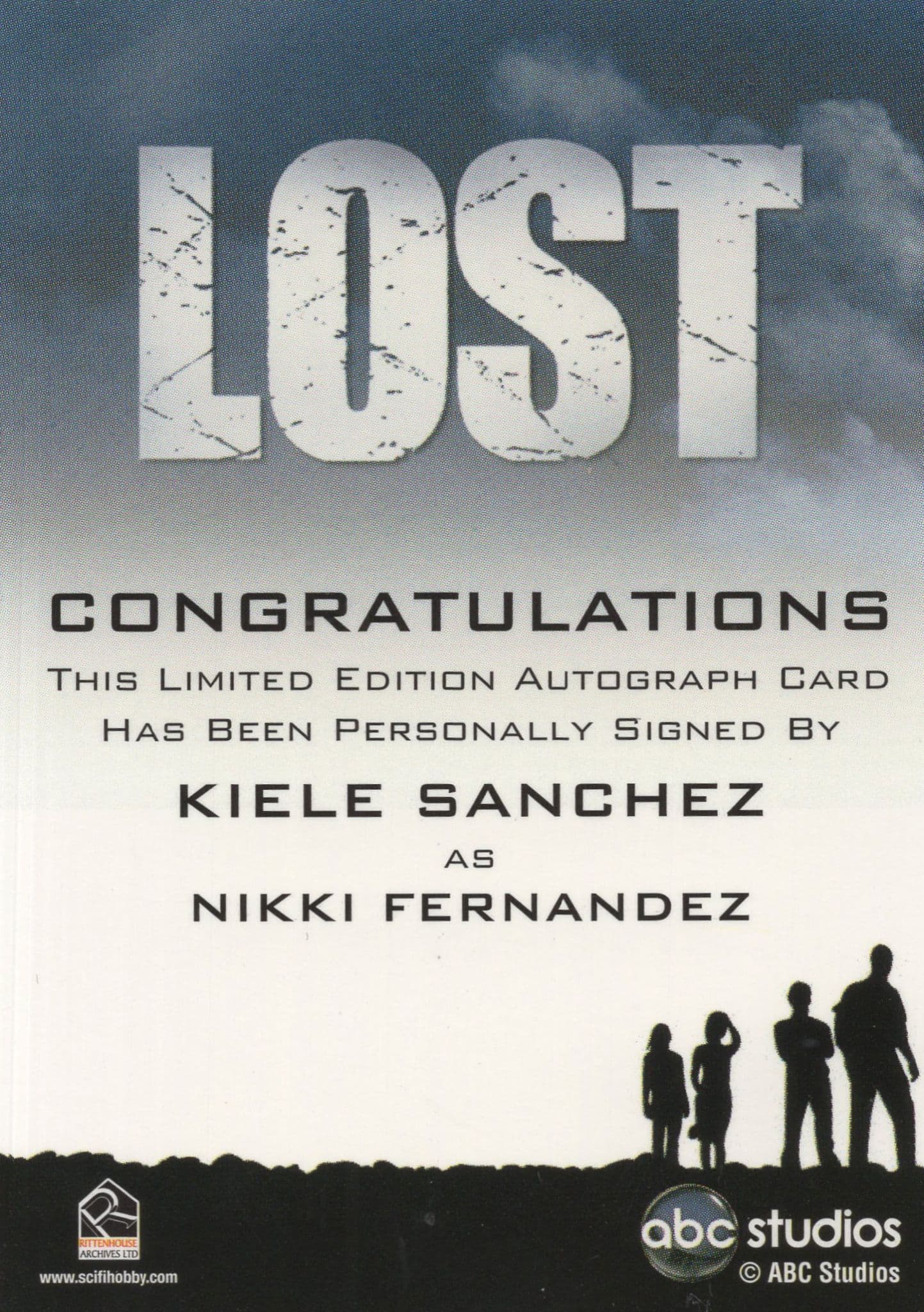 Kiele Sanchez Lost TV Show Hand Signed Autograph Card Photo