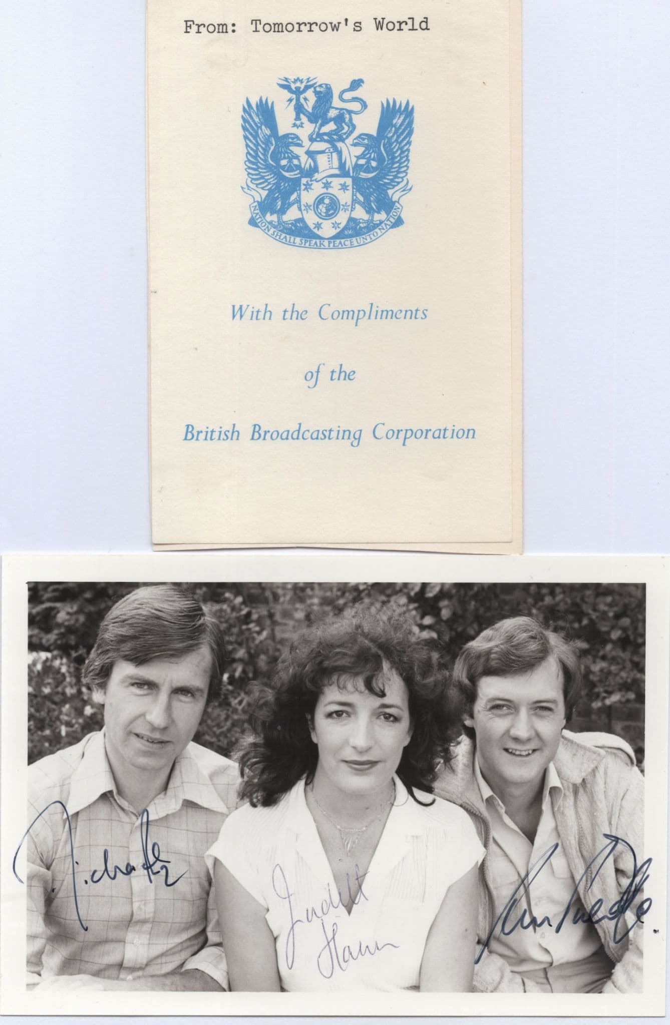 Kieran Prendeville Judith Hann Michael Rodd BBC Tomorrows World Hand Signed Photo