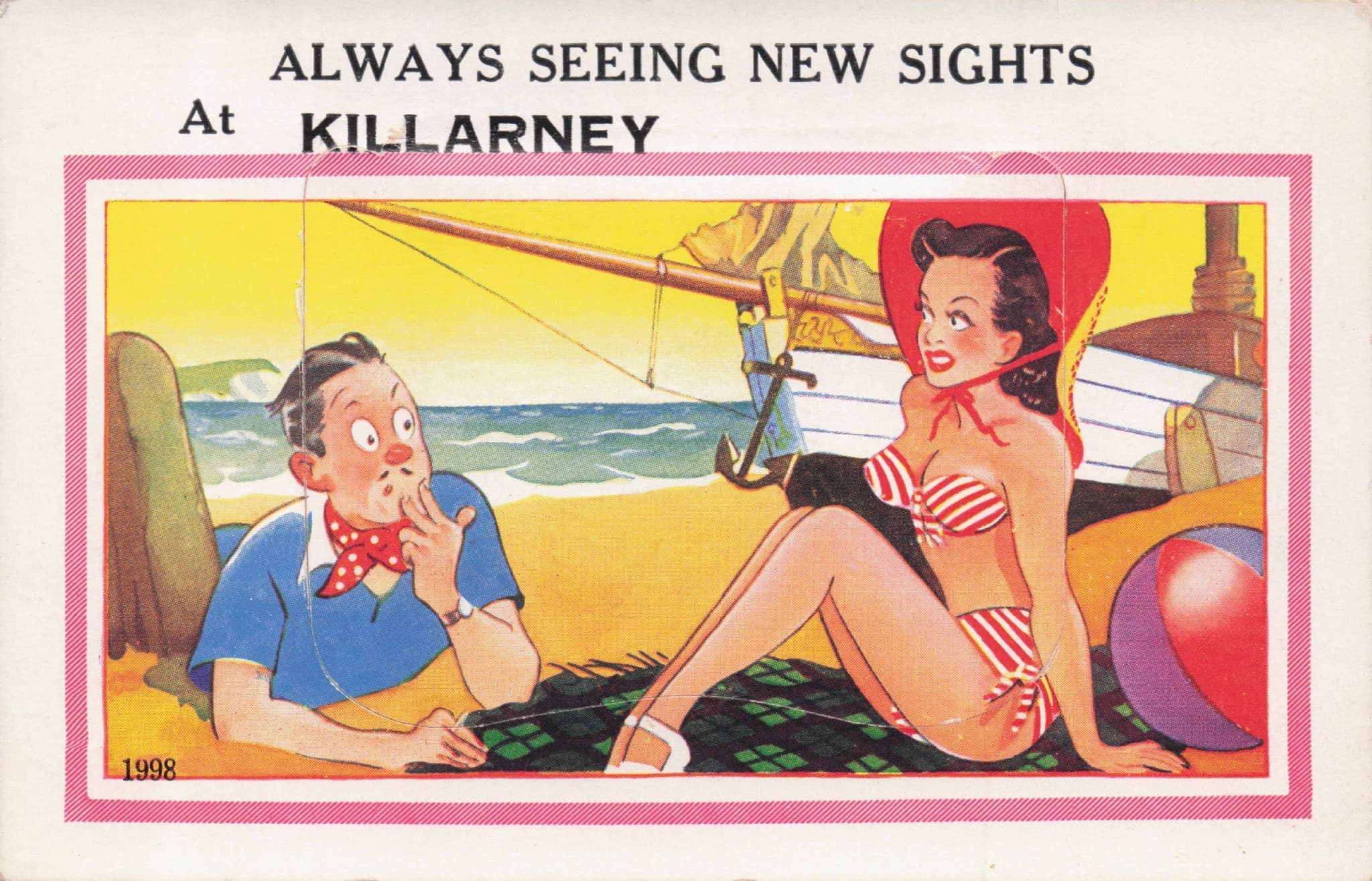 Killarney Boat Ship New Sights Old Irish Mailing Novelty Postcard