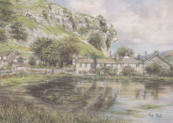 Kilnsey Crag River Reflection Yorkshire Giant Painting Postcard