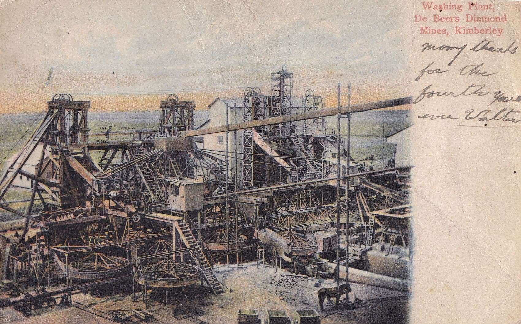 Kimberley Washington South African Diamond Mines Mining Washing Plant Old Postcard
