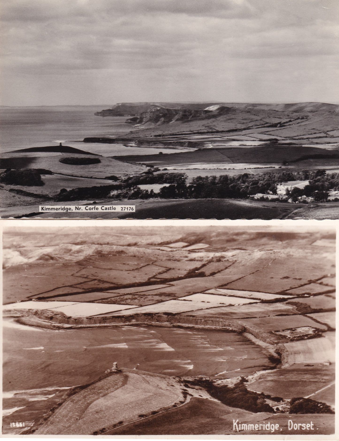 Kimmeridge 2x Spectacular Dorset Aerial RPC Old Postcard s