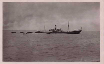 King Alfred Navy Ship + Spain Spanish Boat Real Photo 1913 Antique Postcard