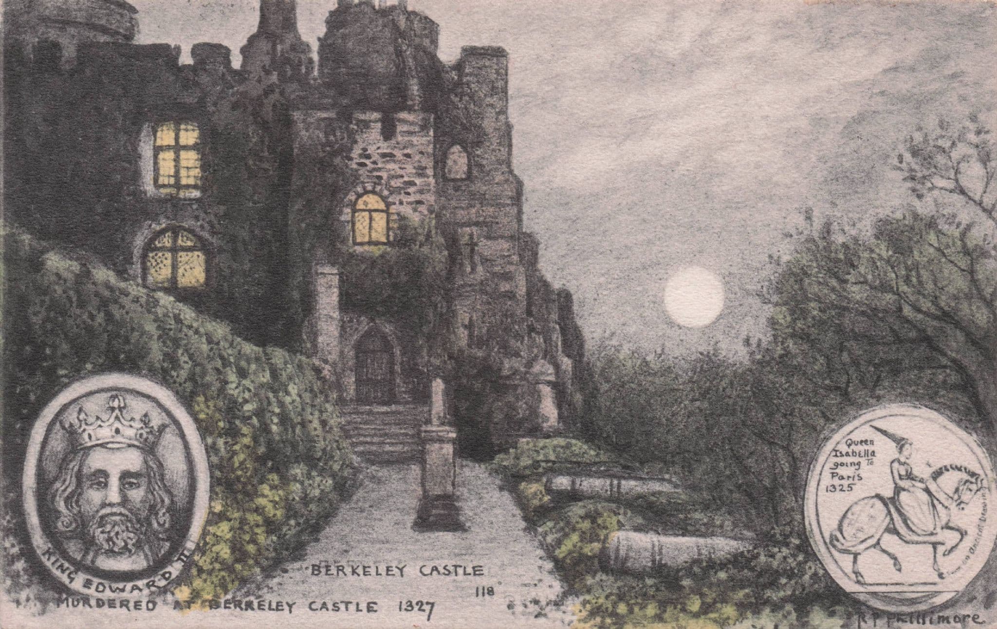 King Edward III Murdered Berkeley Castle Scotland Phillimore Old Postcard