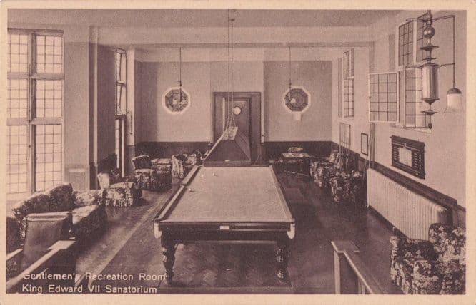King Edward VII Sanitorium Pool Billiards Snooker Room Old Sussex Postcard