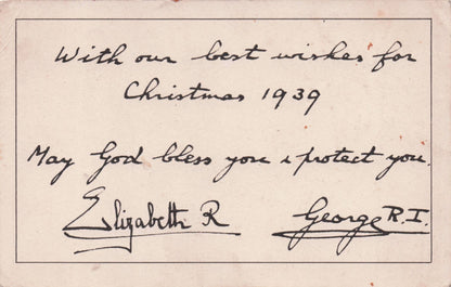 King George V & Queen Mary Printed Signed WW2 Xmas Postcard