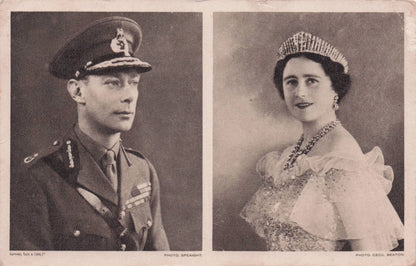 King George V & Queen Mary Printed Signed WW2 Xmas Postcard