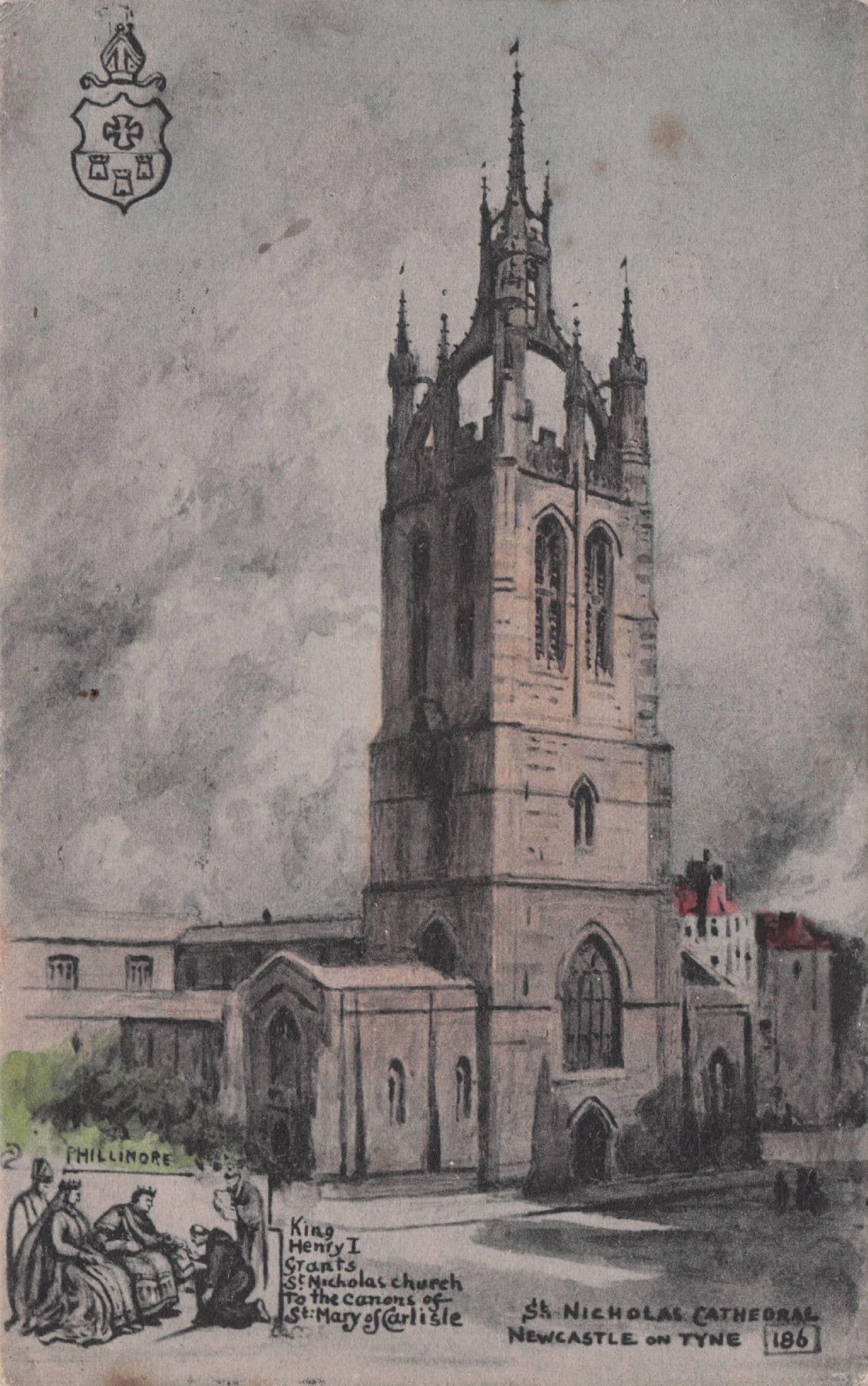 King Henry I at St Nicholas Cathedral WW1 Newcastle Phillimore Old Postcard