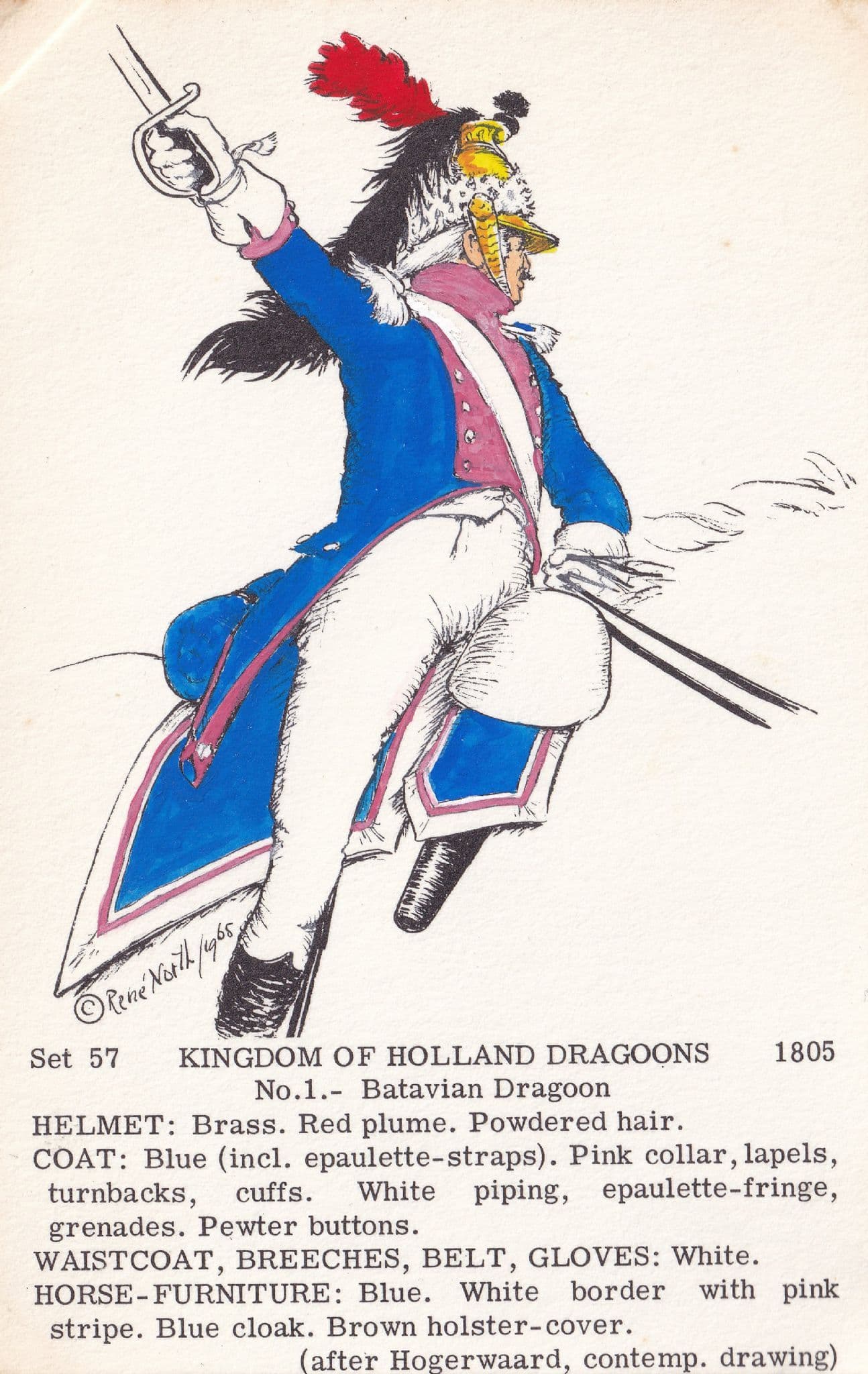 Kingdom Of Holland Guard Batavian Dragoon Napoleonic War Uniform PB Postcard