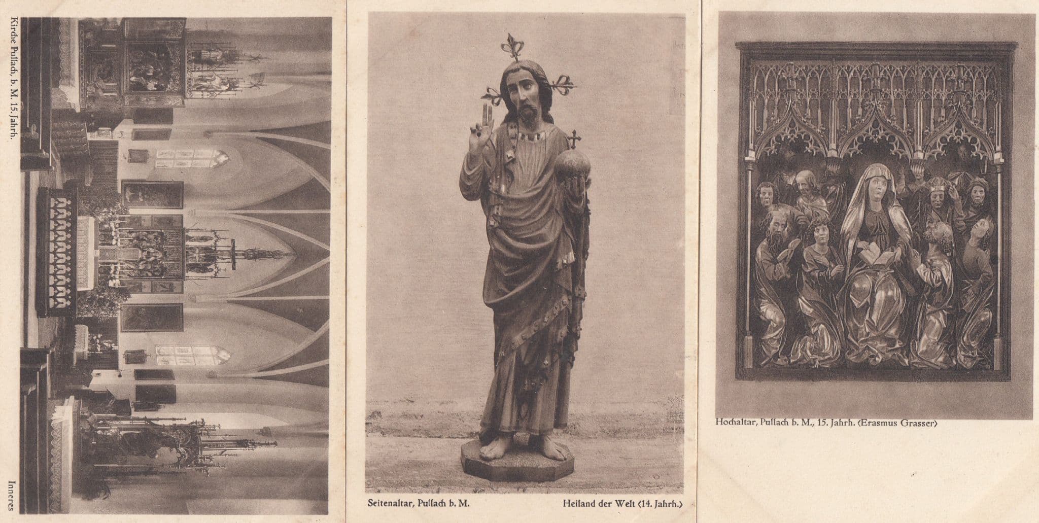 Kirche Pullach Seitenaltar Hochaltar 3x German Religious Postcard s