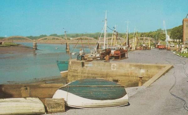 Kirkcudbright Harbour Fishing Boats Box Tied To Boat 1970s Scottish Postcard