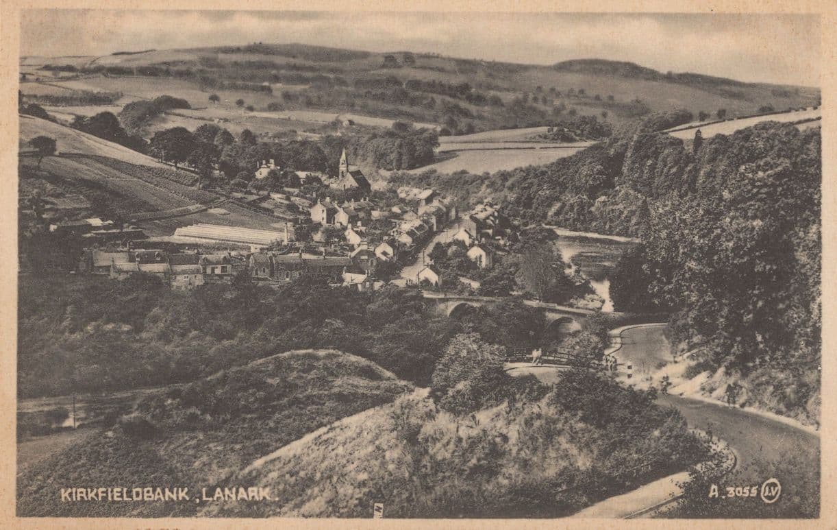 Kirkfieldbank Lanarkshire Antique Bromotype Aerial Postcard