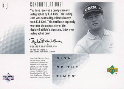 KJ Choi Sign Of The Times Hand Signed 2001 SP Golf Autograph Card