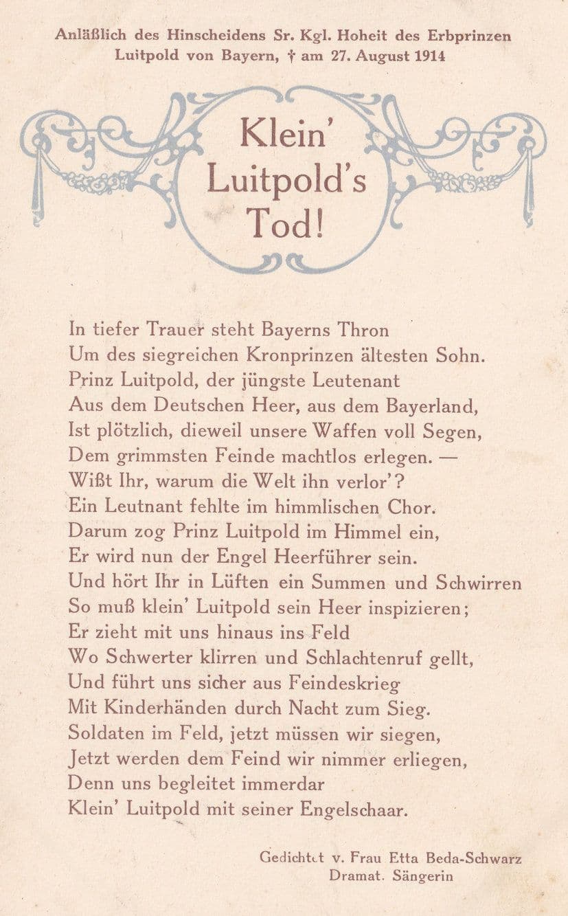 Klein Luitpold Price Of Bayern Bavaria 1914 WW1 Postcard