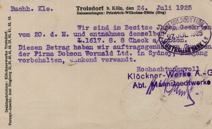 Kloeckner Werke Troisdorf German Old Coal Steel Works Postcard