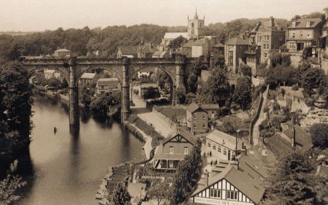 Knaresborough Viaduct Bridge Tearooms Aerial Old View Large Postcard