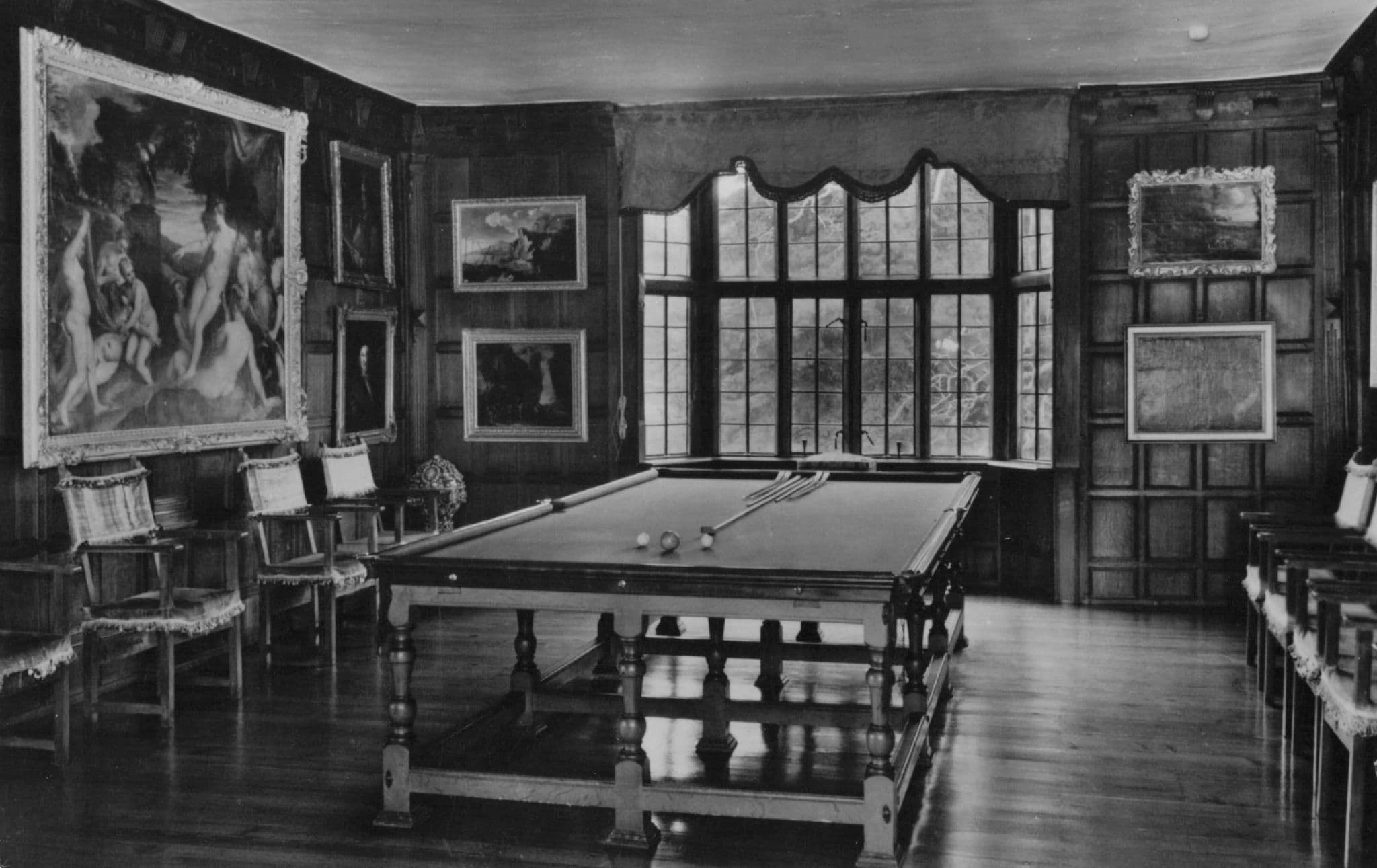 Knole Billiards Snooker Room Kent Old Real Photo Postcard