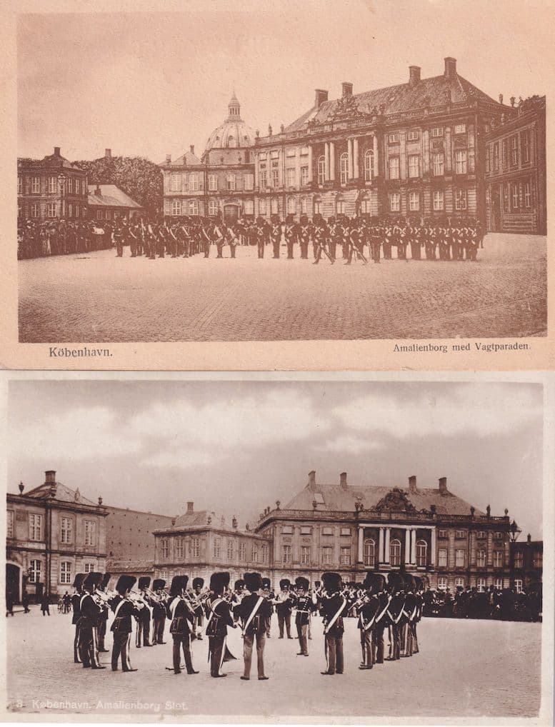 Kobenhavn Amalienborg Slot Duties 2x Military Paraden Postcard s