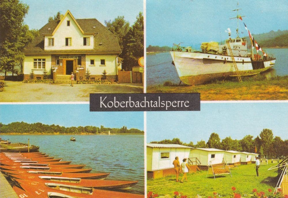 Koberbachtalsperre Saxony Germany Boats Chalets Postcard