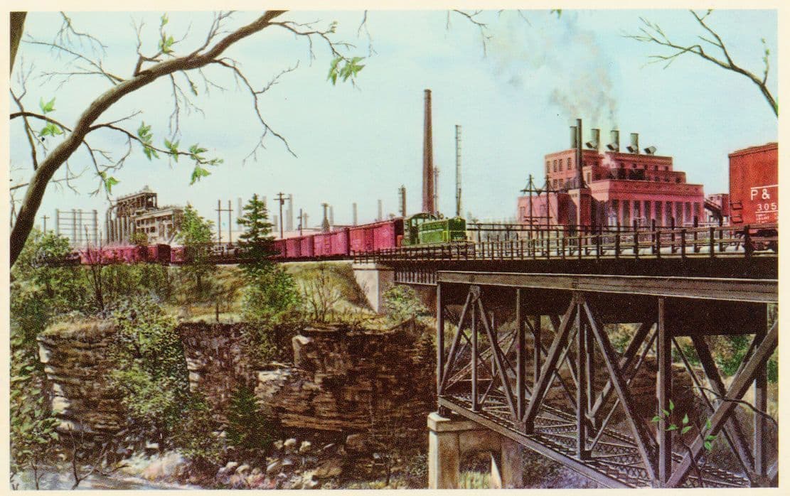 Kobuta Works Ohio River Branch Train Bridge Pittsburgh & Lake Erie Railroad Old Postcard