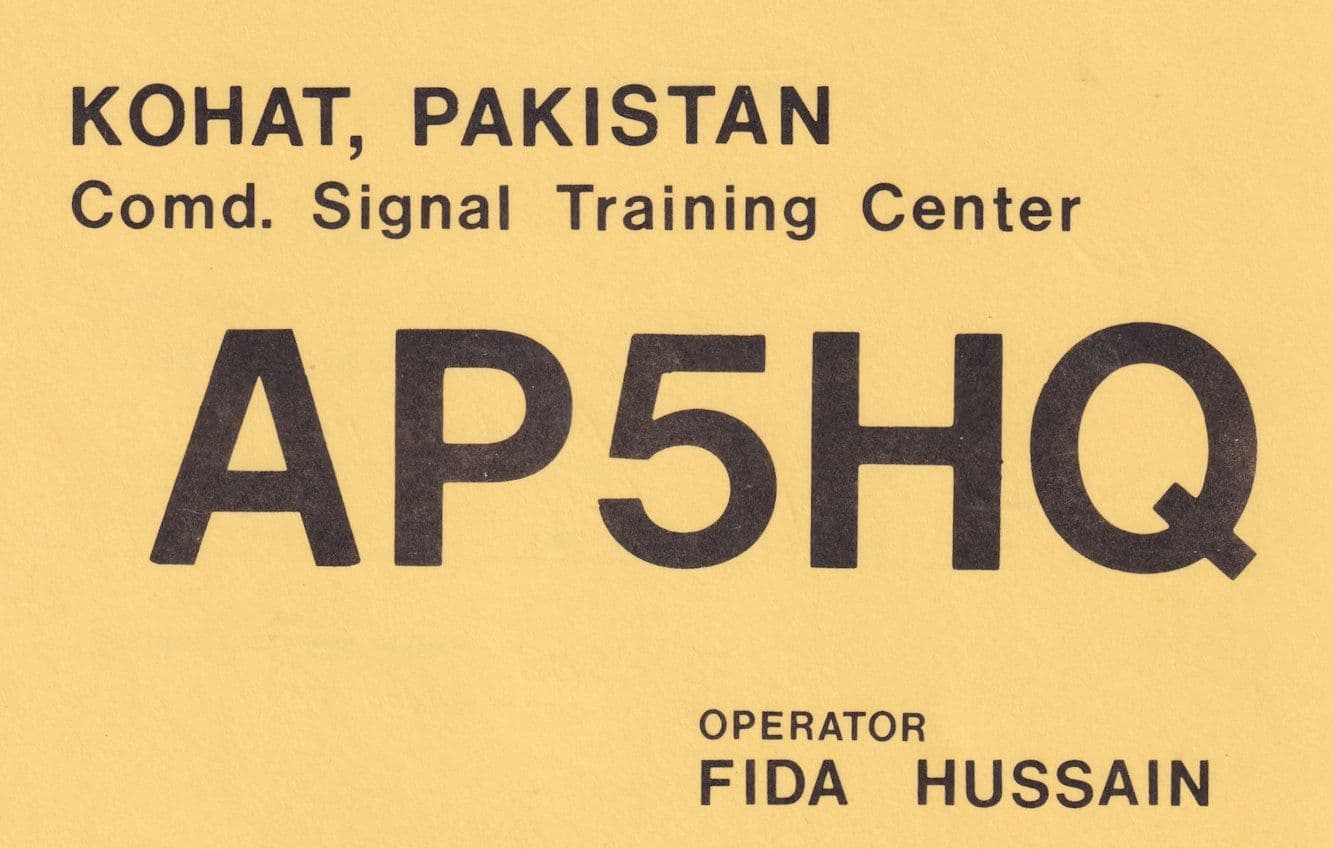 Kohat Pakistan Army Corps Of Signal Training Centre Military Radio Station QSL Card
