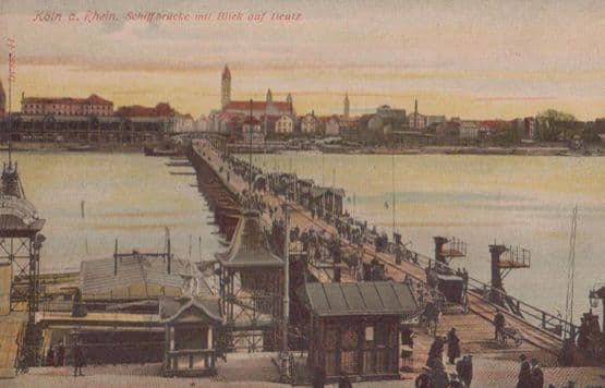 Koln Rhine Rhein Bridge Boat Harbour Old Germany Postcard