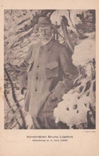 Konstnaren Bruno Liljefors Swedish Artist Antique Old Art Postcard