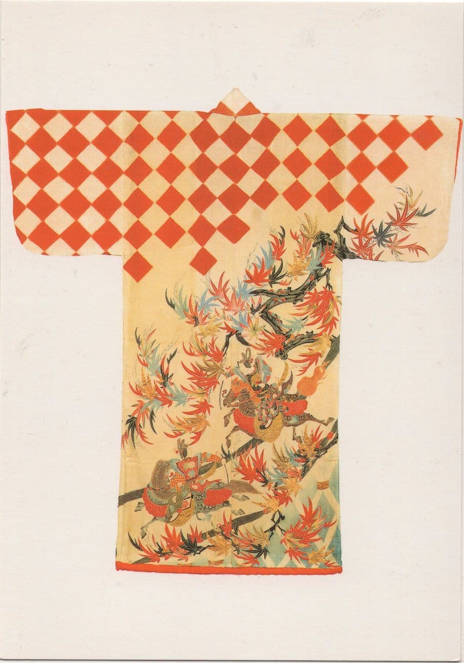 Kosode With The Kamo Shrine Old Horse Race Crepe Painting Postcard