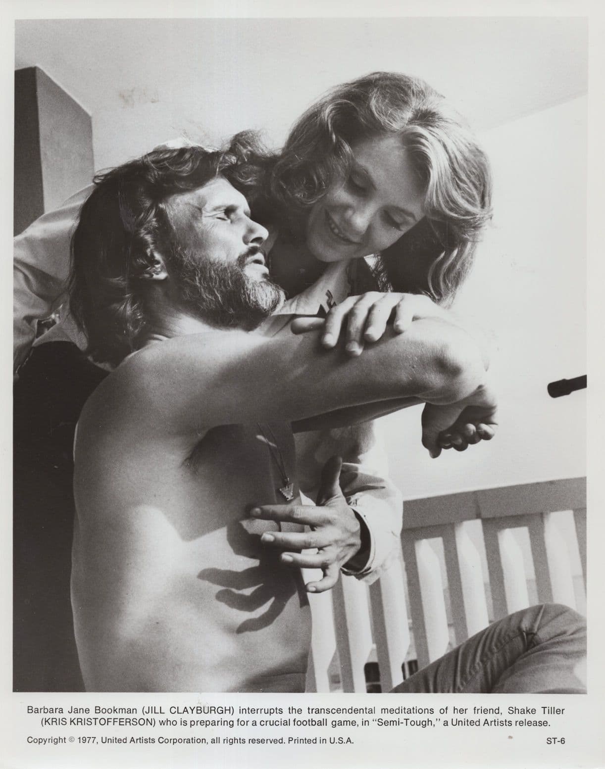 Kris Kristofferson Jill Clayburgh Semi-Tough Film Monochrome 10x8 Photo