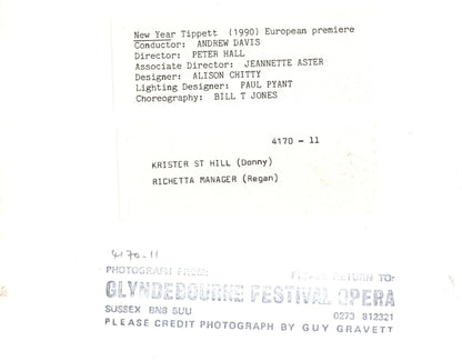 Krister St Hill Richetta Manager 1990 Glyndebourne Opera 10x8 Press Photo
